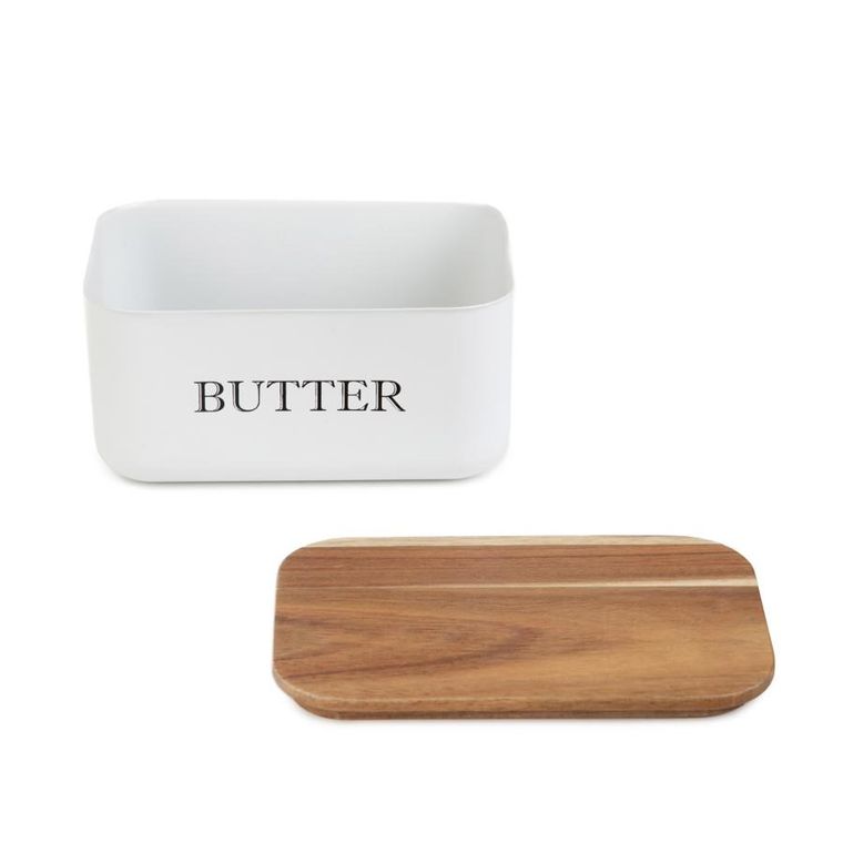 Homla, Avila, maselniczka, biała z akacjową pokrywką, 15-10-7 cm, 872520