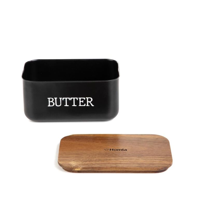 Homla, Avila, maselniczka, czarna z akacjową pokrywką, 15-10-7 cm, 872537