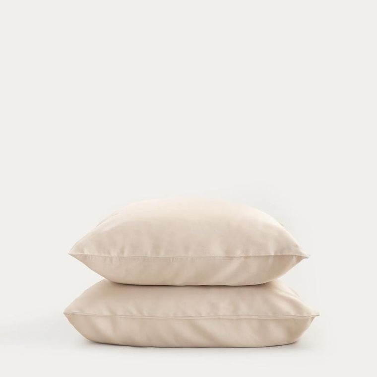 Homla, Bamsa, zestaw dwóch poszewek, z satyny bambusowej, beżowe, 50-60 cm