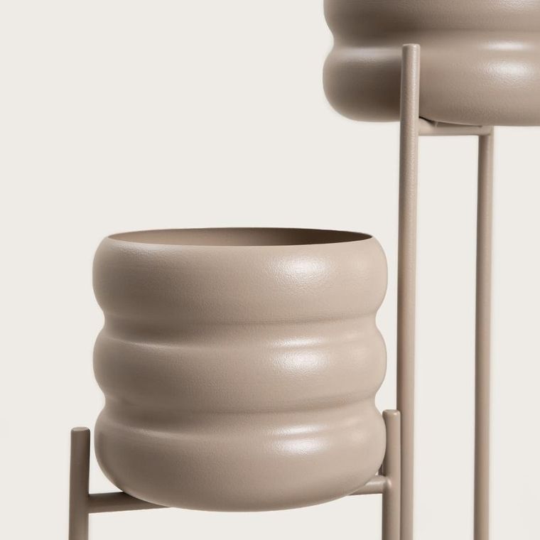 Homla, Buuble, kwietnik potrójny, beżowy, 36-25-60 cm