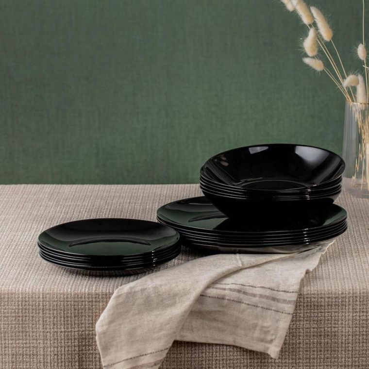 Homla, Capri, zestaw obiadowy, czarny, 18 elementów