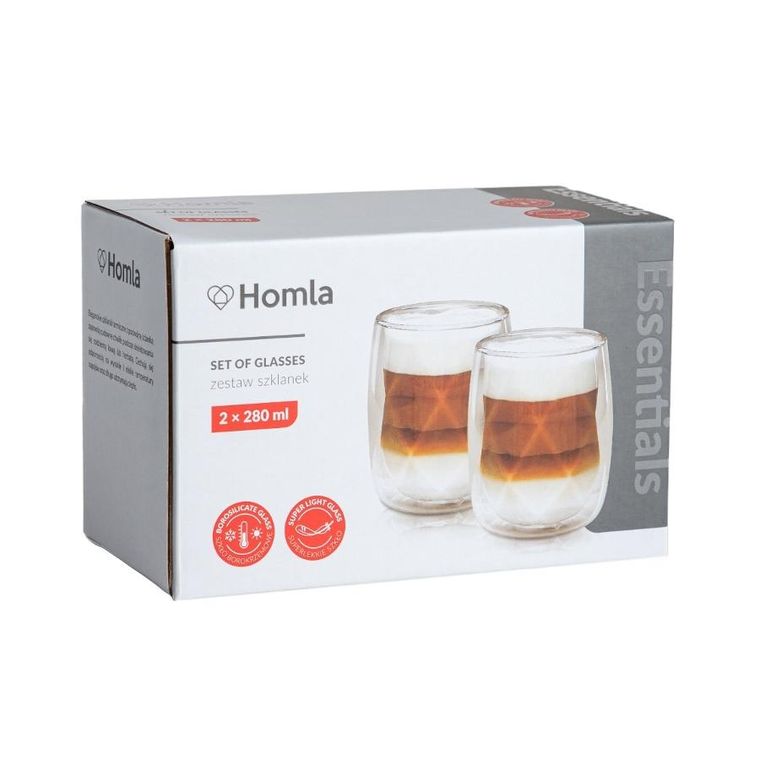 Homla, Cembra Modern, zestaw szklanek z podwójną ścianką, 280 ml
