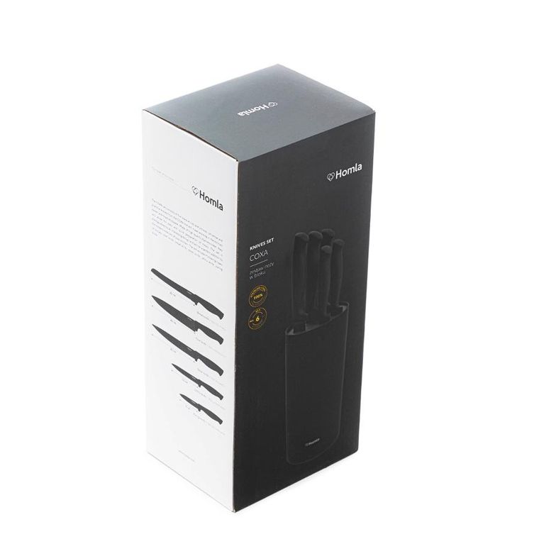 Homla, Coxa, nóż, zestaw w bloku, czarny, 6 elementów