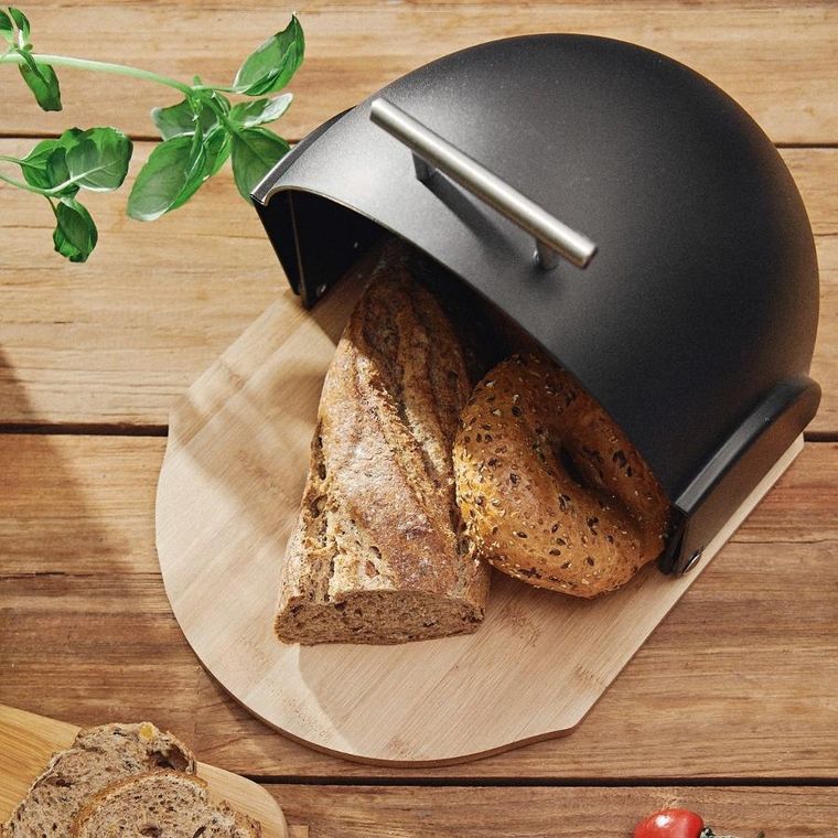 Homla, Darvin, chlebak, okrągły, czarny, 37-26-22 cm