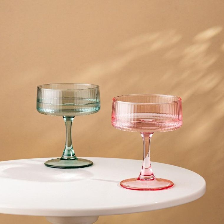 Homla, Dolore, kieliszek, różowy ryflowany, 0,23l, 729553