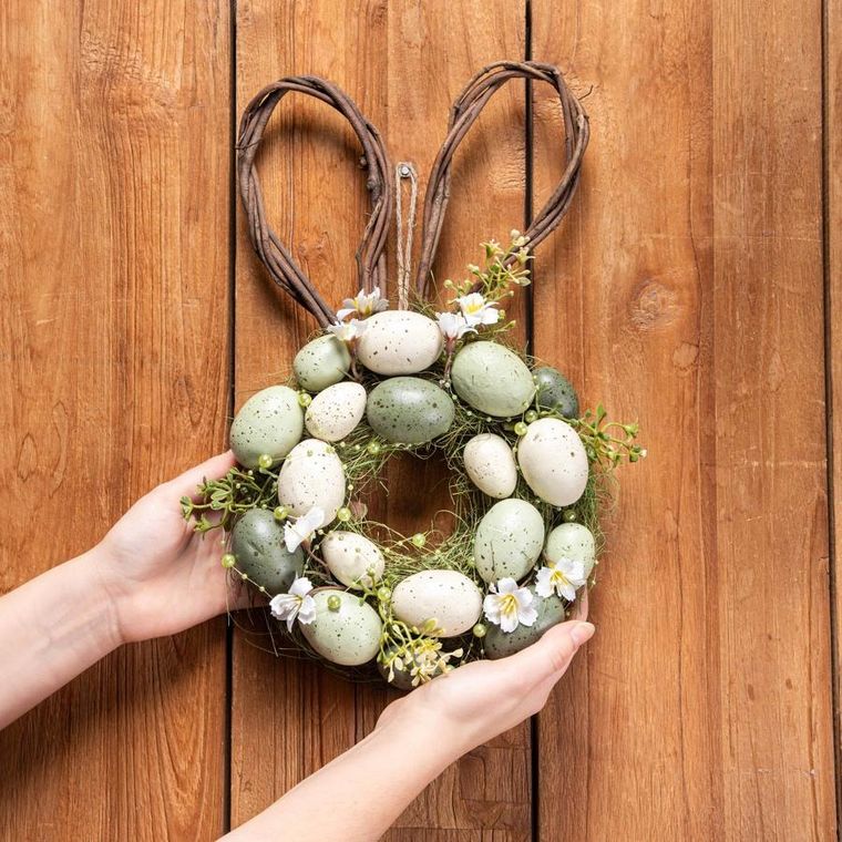 Homla, Easter Joy, stroik wielkanocny z jajkami i uszami, 40-23-8 cm, 725616