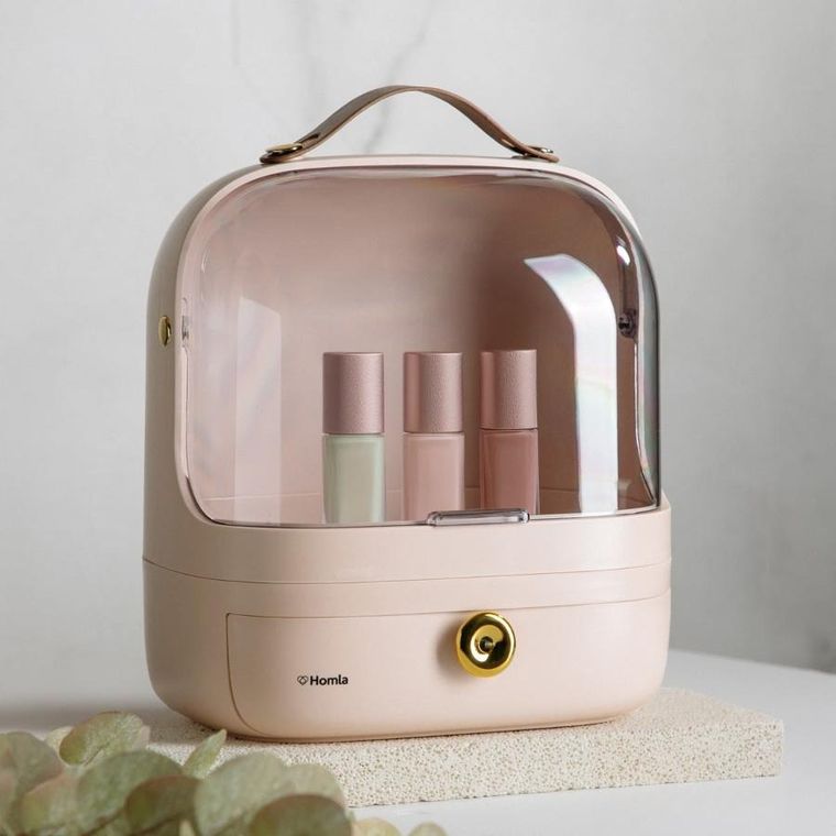 Homla, Eleni, kuferek, na kosmetyki beżowy, 27-18-33,5 cm