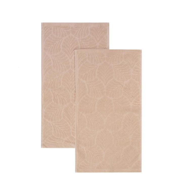 Homla, Estrella, zestaw ręczników, bawełnianych beżowych w liście, 30-50 cm