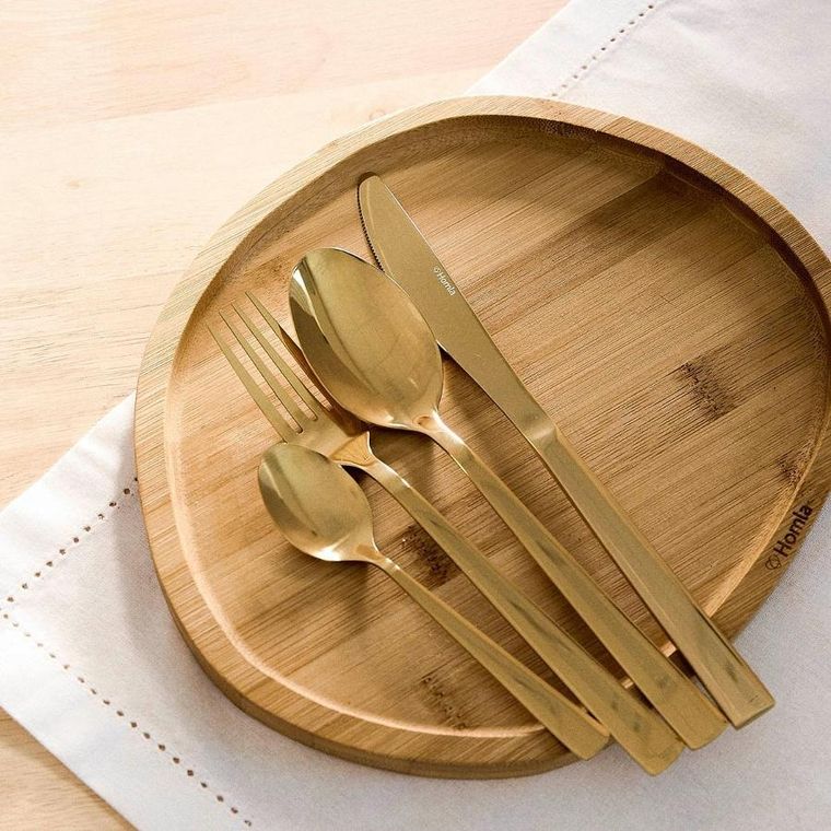 Homla, Fabro, zestaw sztućców, złotych, 24 szt.