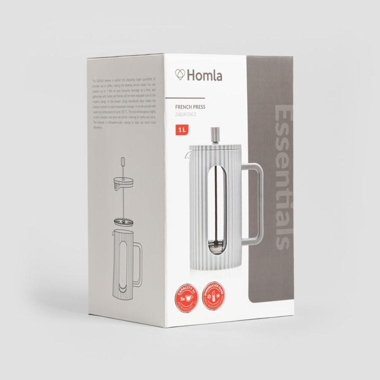 Homla, Genua, zaparzacz, ryflowany szary, 1l