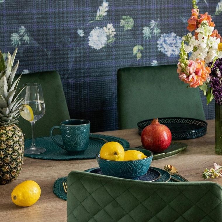 Homla, Indie, talerz deserowy, granatowy, 21 cm