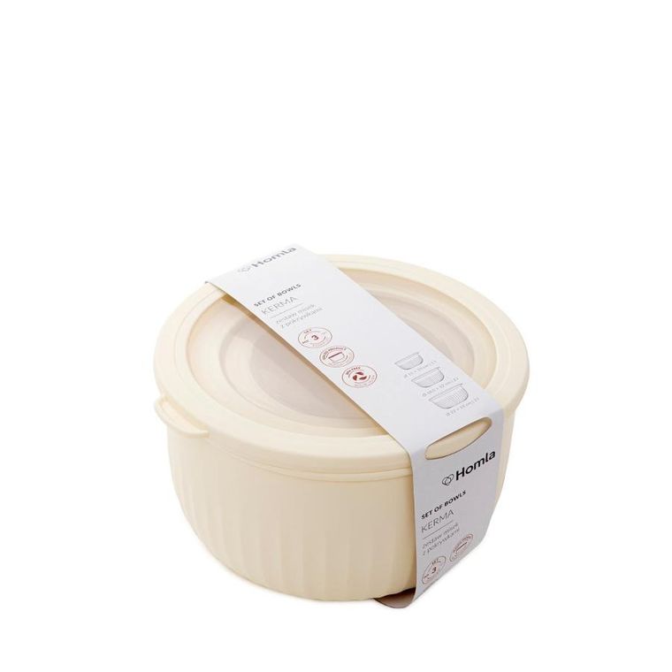Homla, Kerma, zestaw misek śmietankowych z pokrywkami, 3 szt, 853130