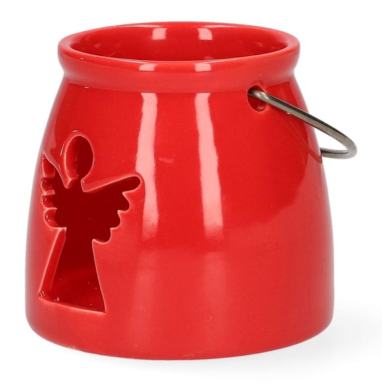 Homla, Lanern, lampion z aniołem, czerwony, 8-8 cm