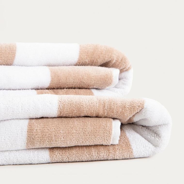 Homla, Lawena, ręcznik, w biało-beżowe pasy, 70-130 cm