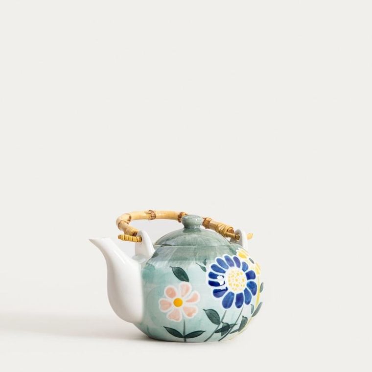 Homla, Limite, zestaw do herbaty, zielony w kwiaty, 3 elementy