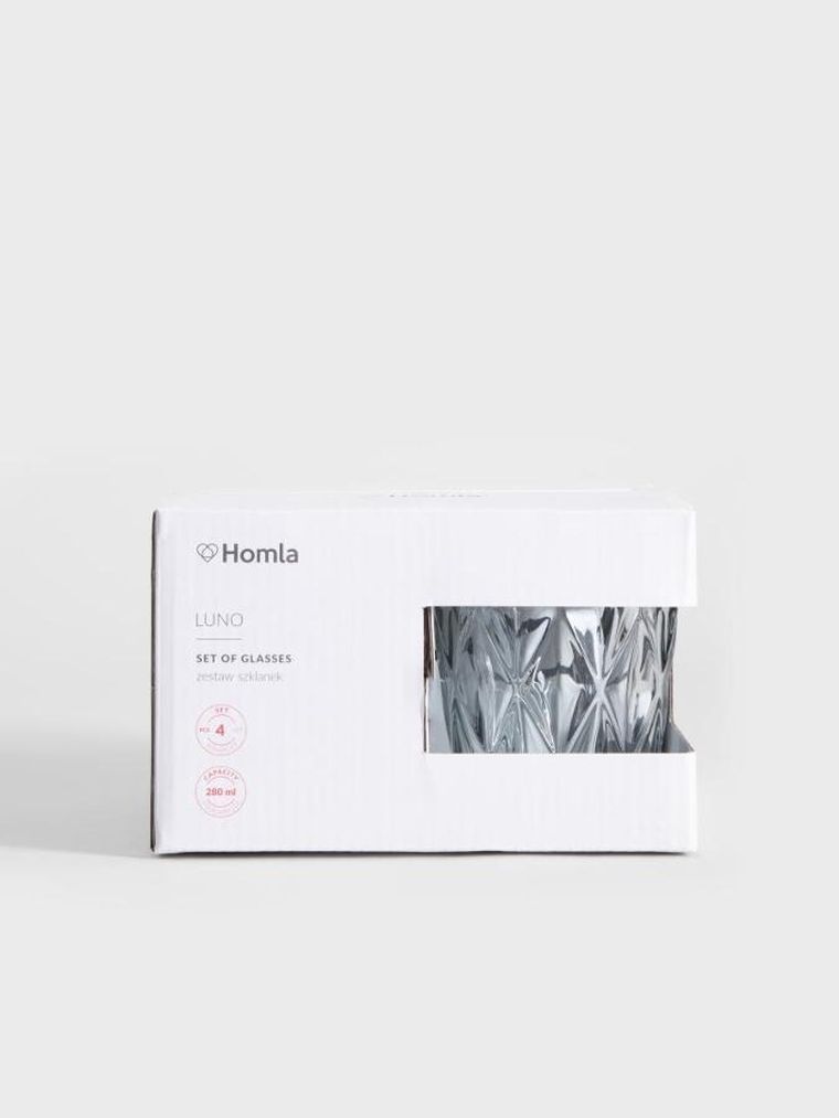 Homla, Luno, zestaw szklanek, grafitowych, 280 ml, 4 szt.
