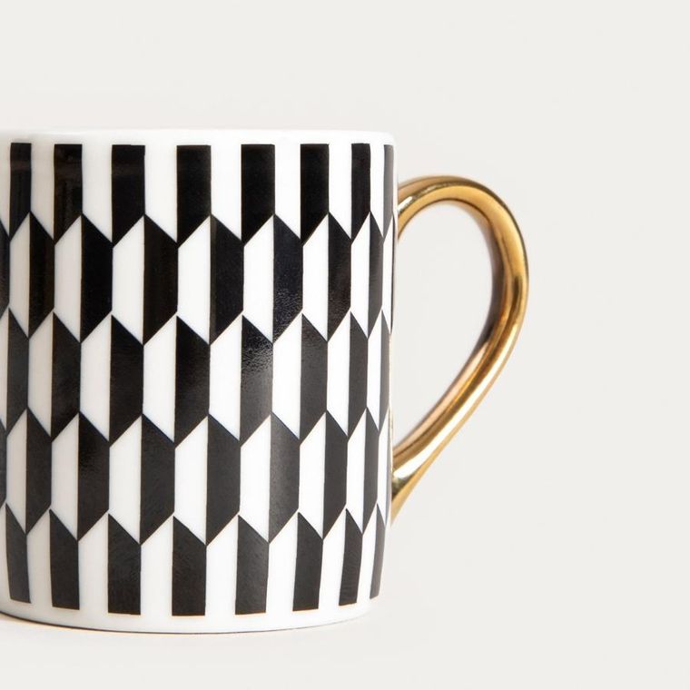 Homla, Lunya, filiżanka, ze spodkiem, czarno-białe wzorki, 0,1l