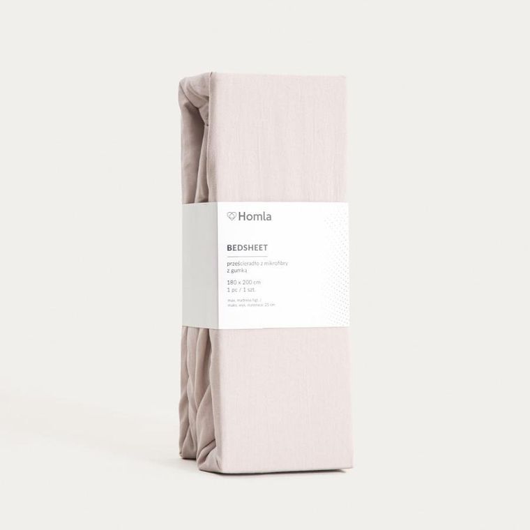 Homla, Maisy, prześcieradło, z pranej mikrofibry, beżowe, 180-200 cm