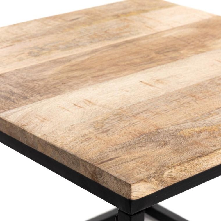 Homla, Maya, zestaw stolików kawowych, lite drewno mango + metal, 110-60-45 cm, 50-50-40 cm
