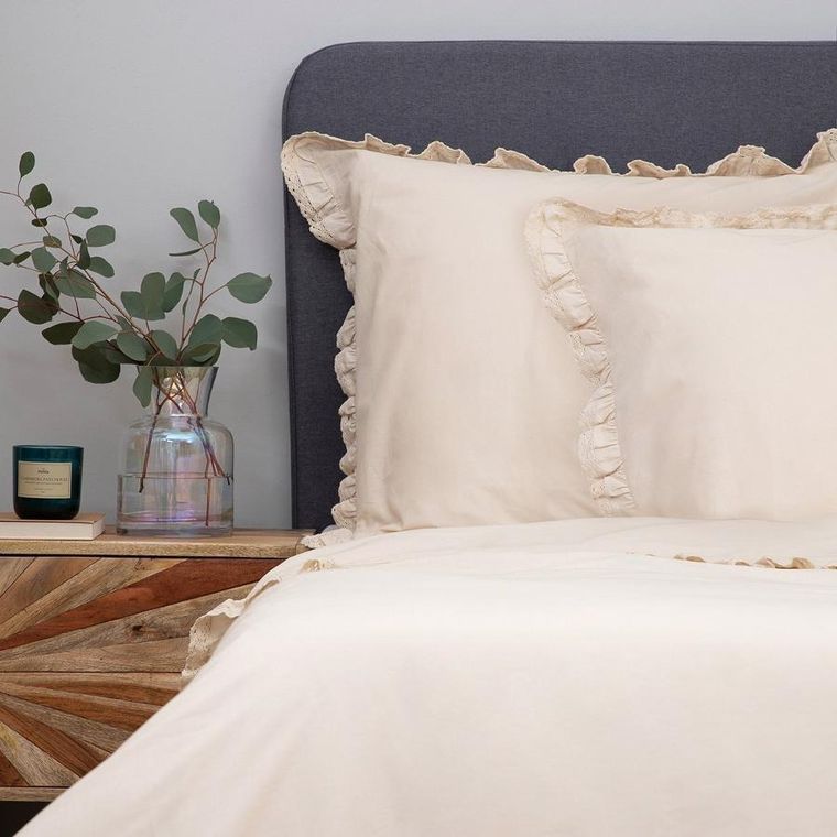 Homla, Moises, Pościel bawełniana beżowa z koronką PREMIUM, 160-200 cm, SS23 843728