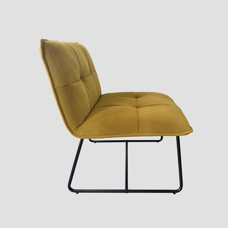 Homla, Nelox, fotel welurowy, musztardowy, 63-69-73 cm