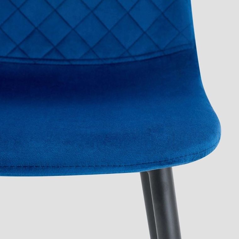 Homla, Noir, krzesło welurowe, granatowe z czarnymi nogami, 44-52-85 cm
