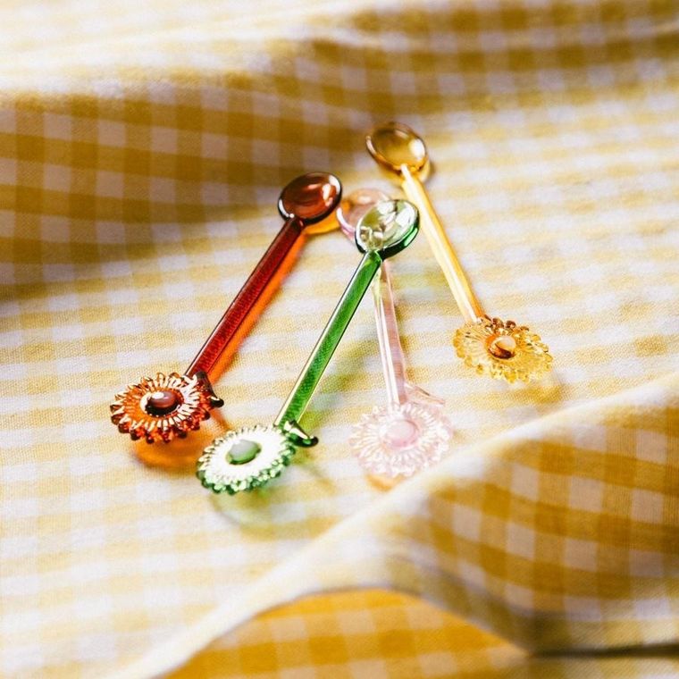 Homla, Obera, zestaw łyżeczek, z kwiatkami, 4 szt.