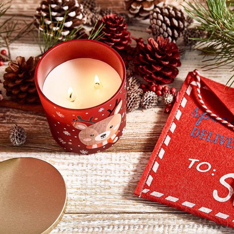 Homla, Padi, świeca zapachowa, z reniferem, czerwona, 300 g, 872230