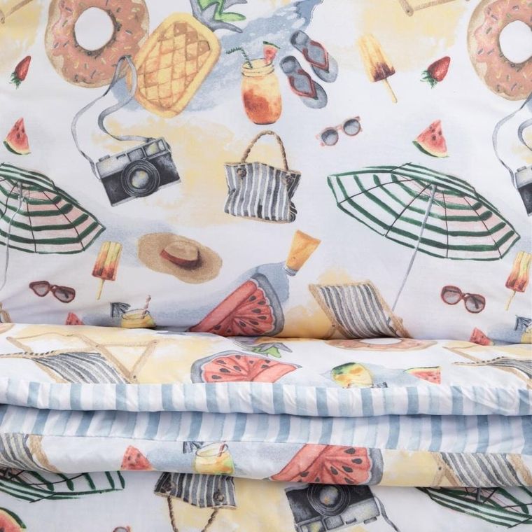 Homla, Playa, pościel, z mikrofibry dwustronna w wakacyjny wzór, 200-220 cm