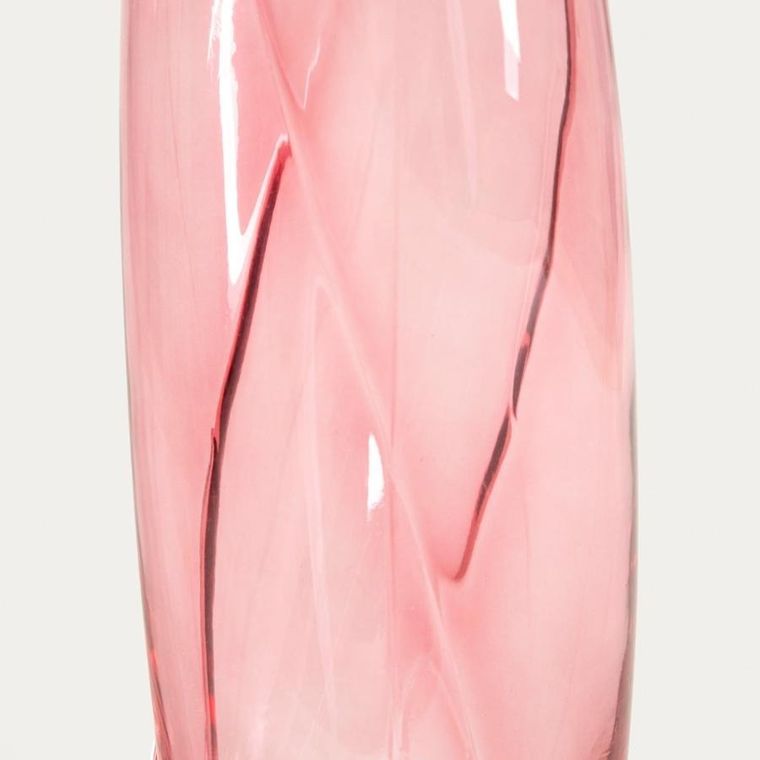 Homla, Raya, wazon, szklany skręcony różowy, 10,5-10,5-26 cm