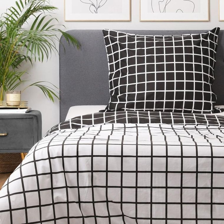 Homla, Reyes, Pościel bawełniana dwustonna czarno-biała 140-200 cm