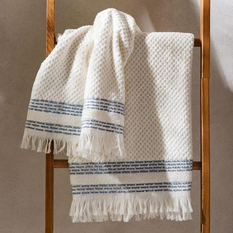 Homla, Rosop, ręcznik, boho z granatowymi paskami, 50-90 cm