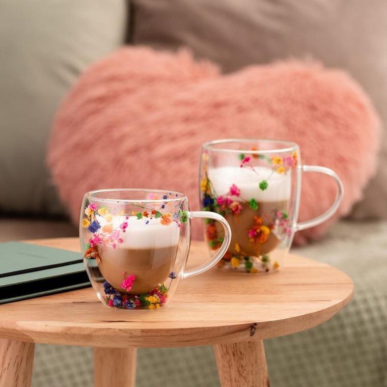 Homla, Seco, szklanka, z podwójną ścianką i kwiatami, 0,25l