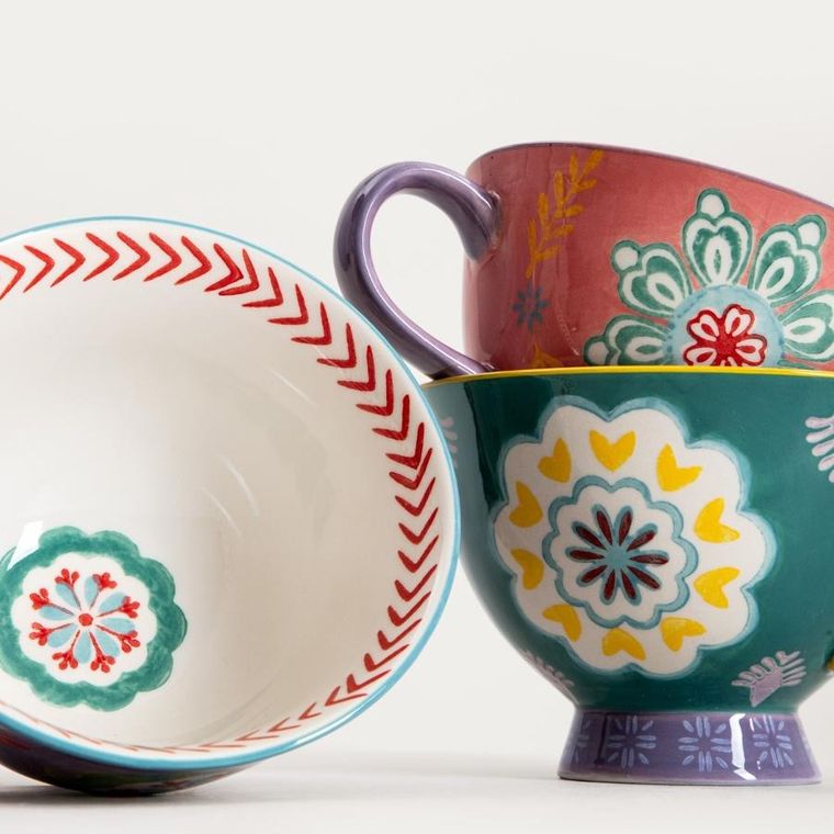 Homla, Shilla, kubek, ręcznie malowany z niebieskim uchem, 0,4l