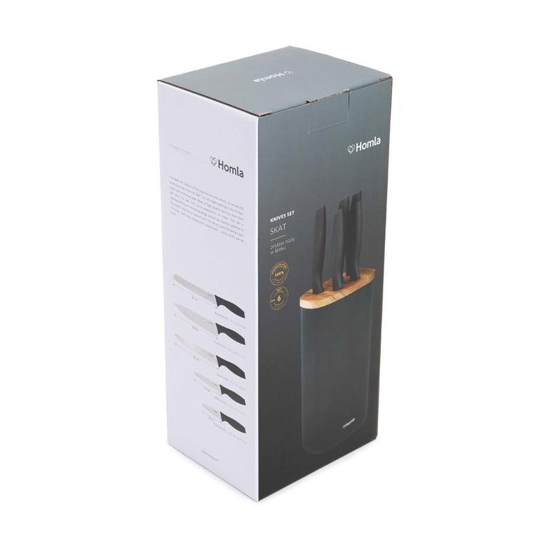 Homla, Skat, nóż, zestaw w czarnym bloku, 6 el.