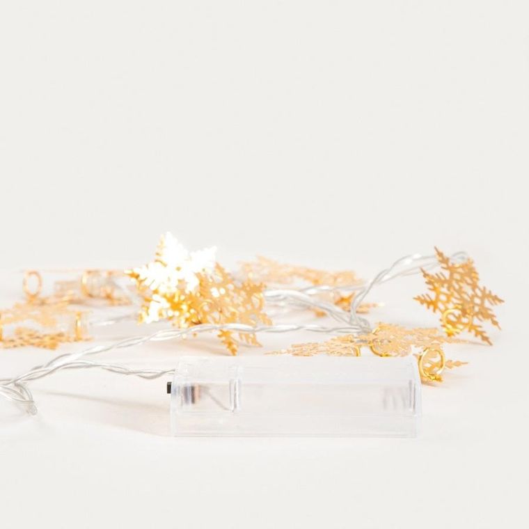 Homla, Snoflock, lampki, złote śnieżynki, 40 cm