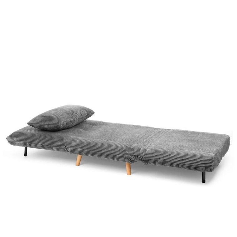 Homla, Solace, sofa sztruksowa, 1-osobowa, z funkcją spania, szara, 83-91-84 cm, 871639