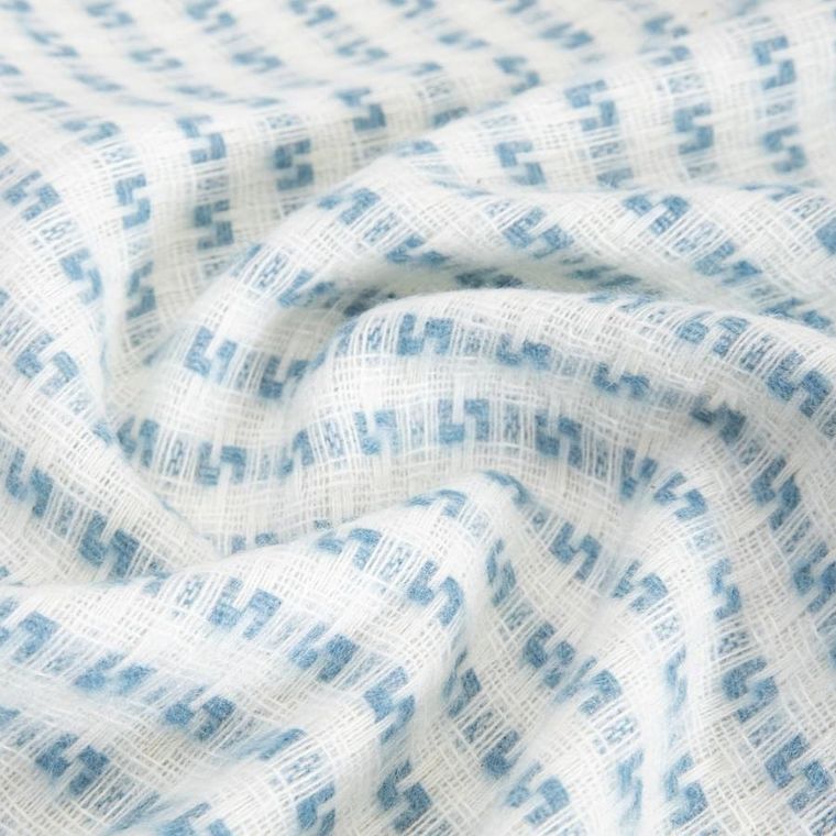 Homla, Sorbo, koc, z frędzlami i strukturalnym błękitnym wzorem, 150-200 cm