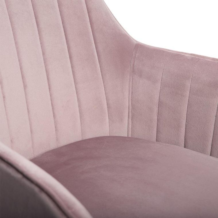 Homla, Teill, Krzesło welurowe obrotowe różowe 55-54,5-80-90 cm