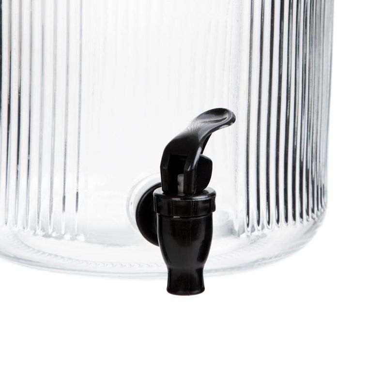 Homla, Velmo, słoik z kranikiem prążkowany z czarną pokrywką, 6l