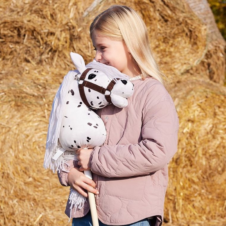 Hoppihorse, Hobby Horse, konik na kiju, A3, długowłosy, biały