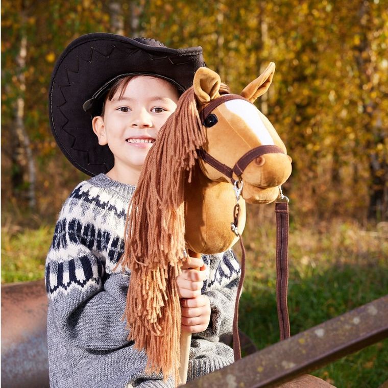 Hoppihorse, Hobby Horse, konik na kiju, A3, długowłosy, kasztanowy