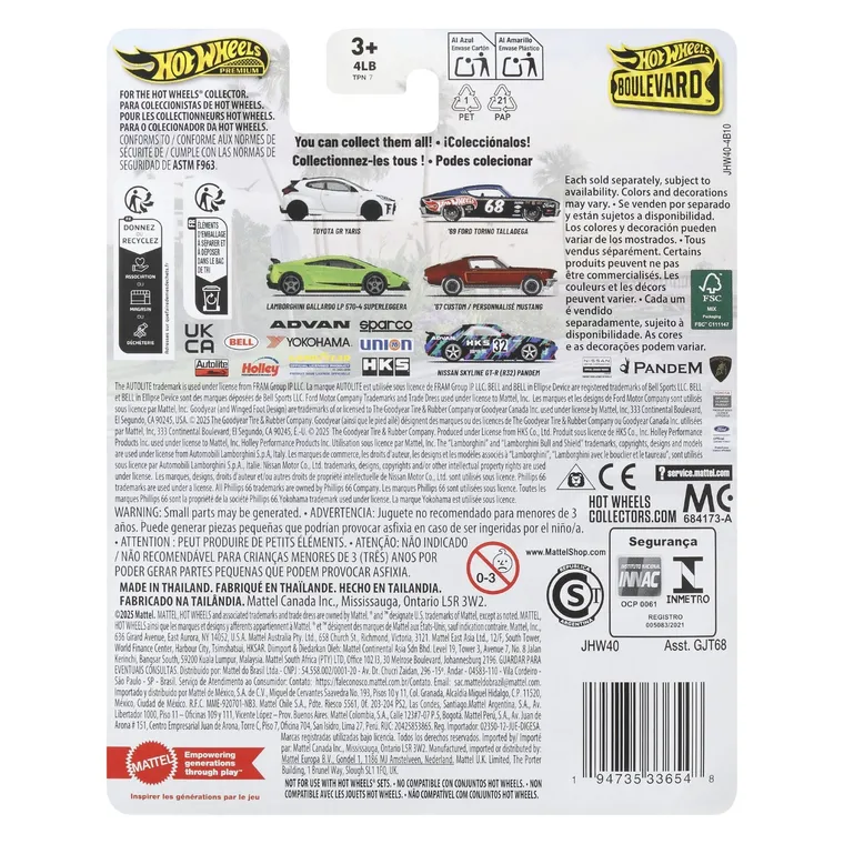 Hot Wheels, Boulevard, '67 Custom Mustang, pojazd, 1:64, JHW40