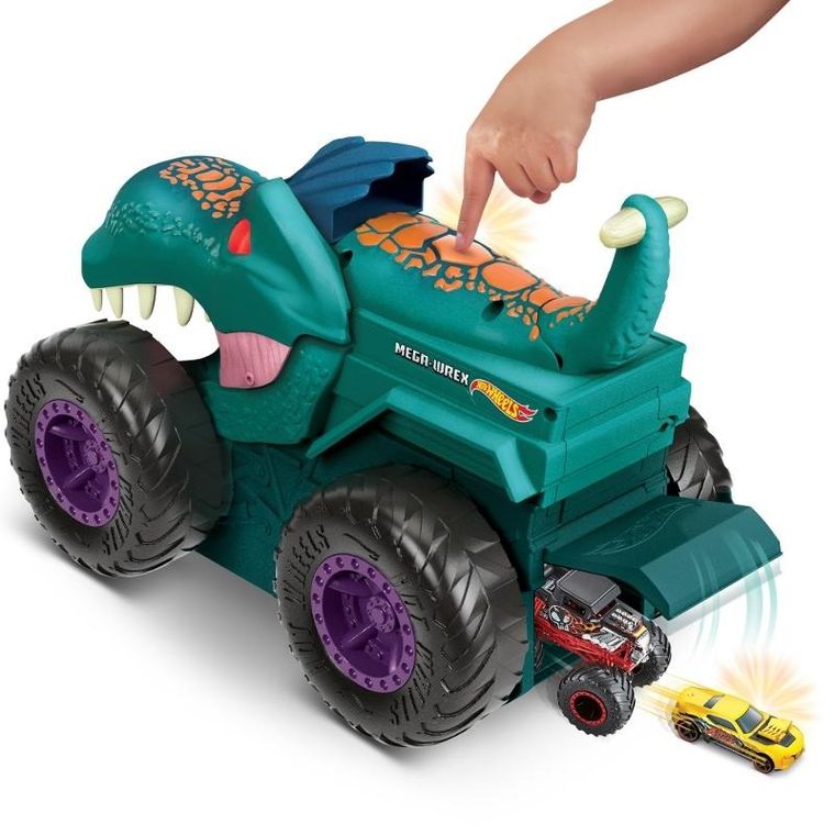 Hot Wheels, Monster Trucks, Mega Wrex - pożeracz aut, zestaw do zabawy