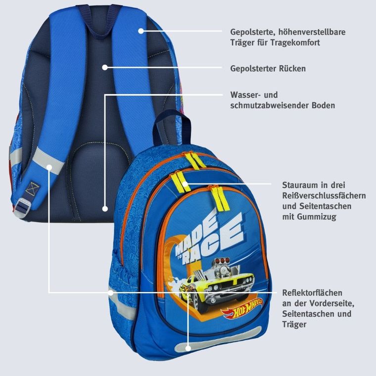 Hot Wheels, plecak szkolny, 2-komorowy