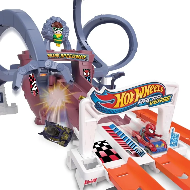 Hot Wheels, Racerverse, Pajęczynowy tor Spider-Mana, zestaw do zabawy