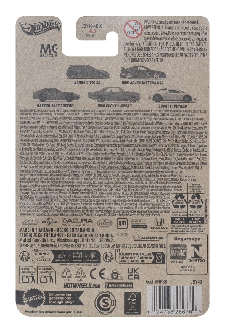 Hot Wheels, Szybcy i wściekli, 1996 Acura Integra GSR, pojazd, 1:64, JBY40