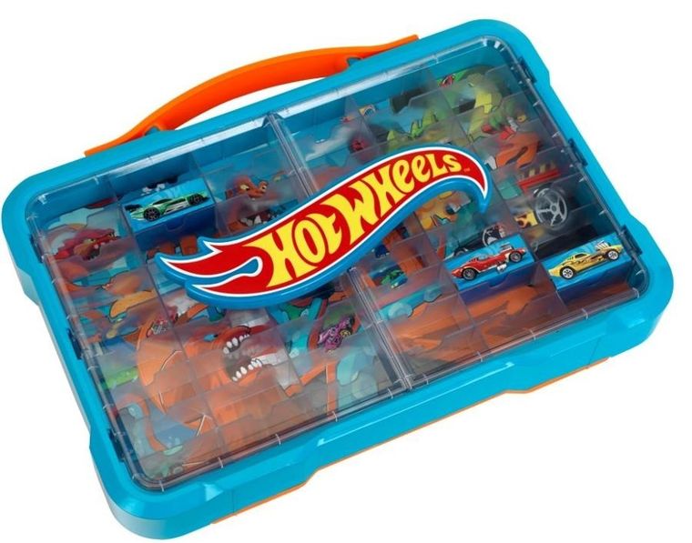 Hot Wheels, walizka na samochodziki z podświetlanym logo