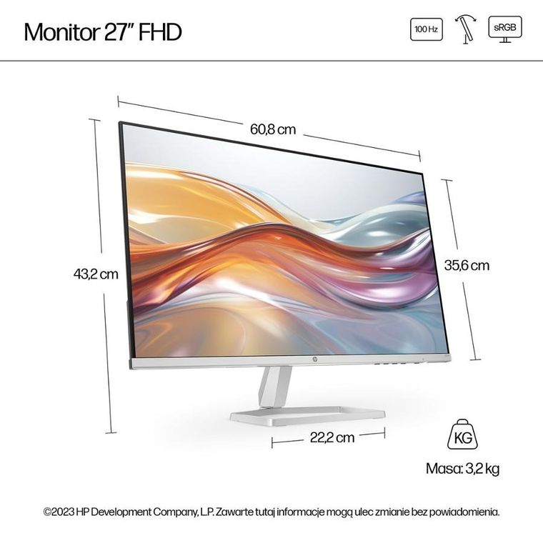 HP, monitor LED IPS 27", 527sf, 100Hz