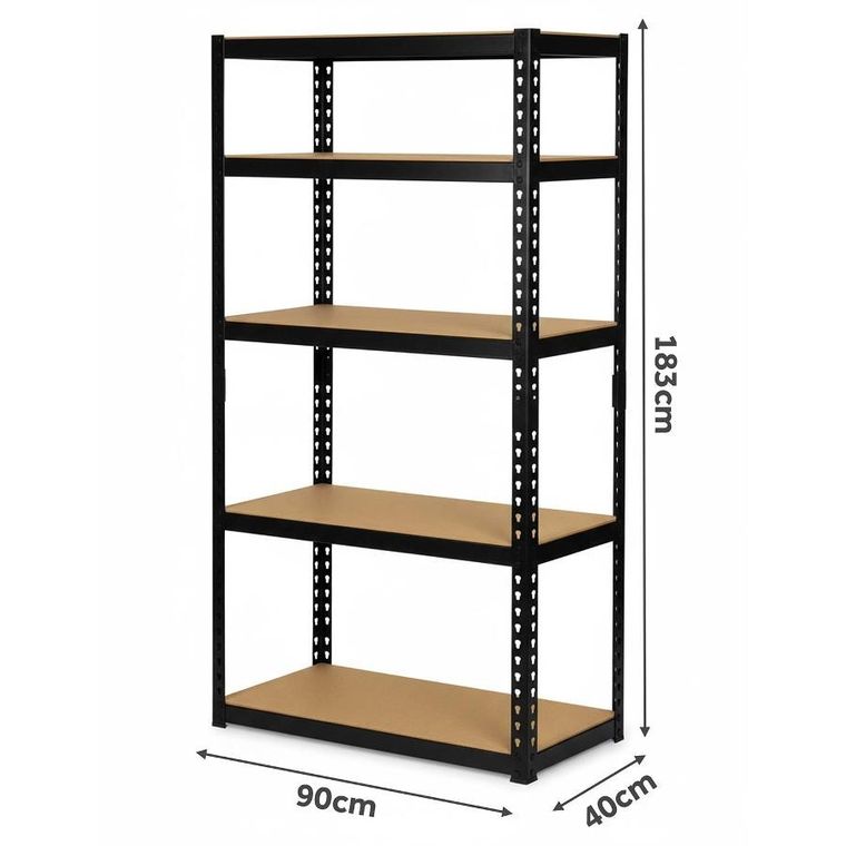 Humberg, regał magazynowy, metalowy, czarny, 183-90-40 cm, HR-853